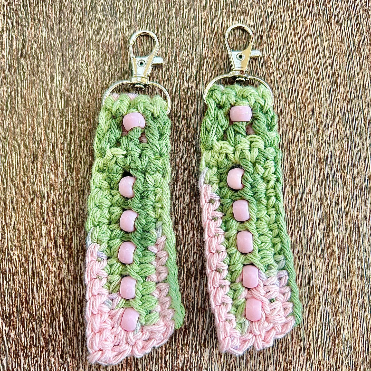 Pink Camo Beaded Fidget Keychain