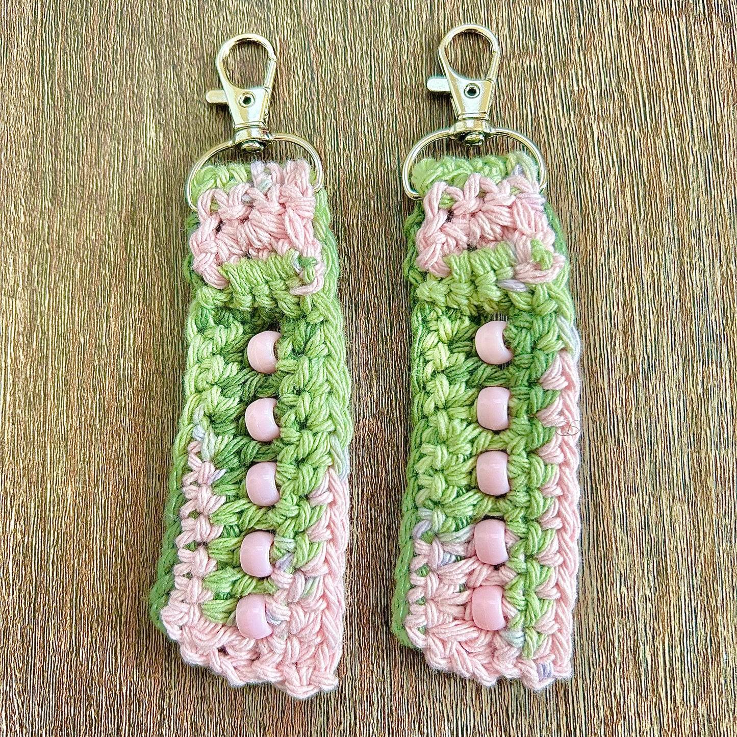 Pink Camo Beaded Fidget Keychain
