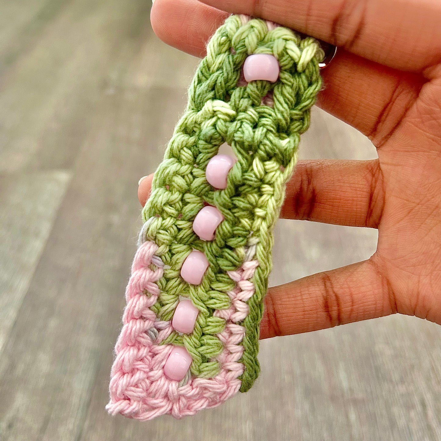 Pink Camo Beaded Fidget Keychain