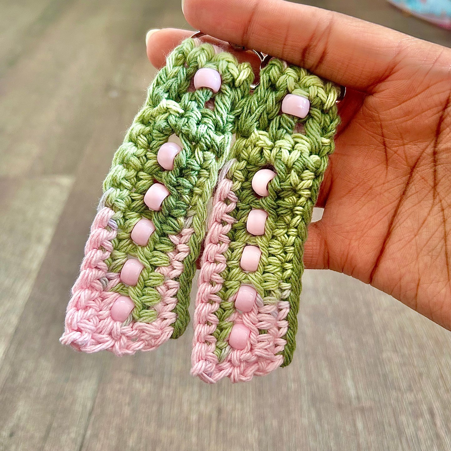 Pink Camo Beaded Fidget Keychain