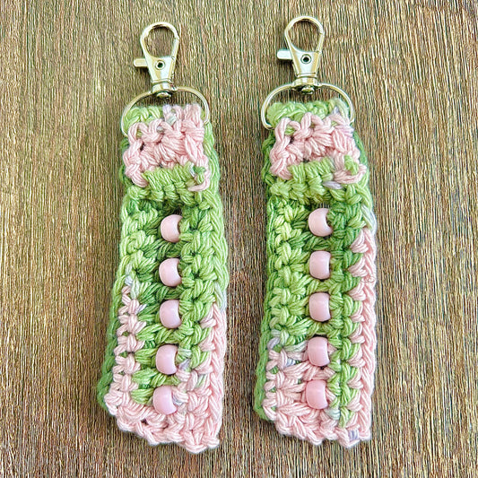 Pink Camo Beaded Fidget Keychain